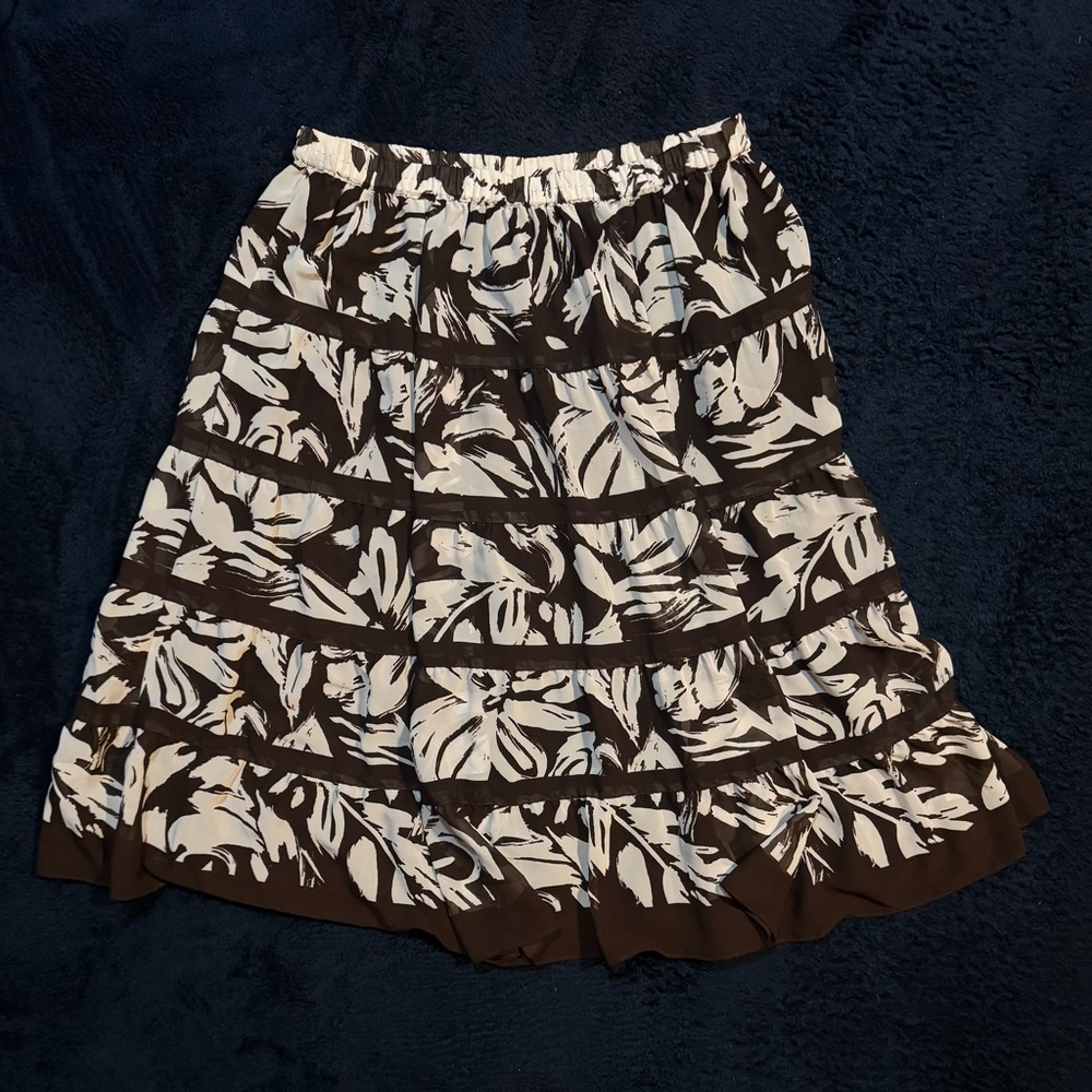 Brown and White Floral Women's Skirt